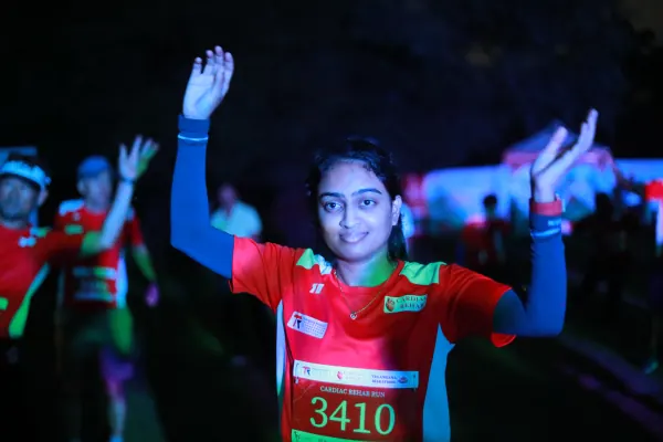 Young runner mid-dance
