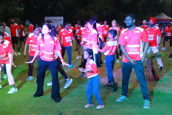 Families and children warming up together