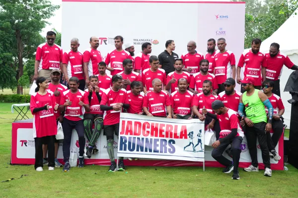 Jadcherla Runners club with banner